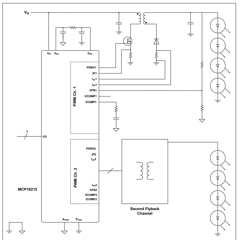 Application Circuit Diagram - Microchip Technology MCP19215 Evaluation Board (ADM00799)